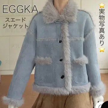 EGGKA * 페이크 스웨이드 자켓 ( 페이크 퍼 트리밍 포함 )