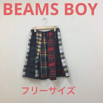 BEAMS BOY 빔즈 보이 여성용 무릎 기장 미니 스커트 그린 프리 사이즈
