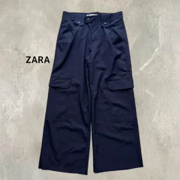 ZARA 자라 카고 팬츠 와이드 팬츠 컷오프 네이비 XS
