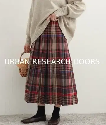 [ 새상품급 ] URBAN RESEARCH DOORS 컬러 체크 플리츠 스커트