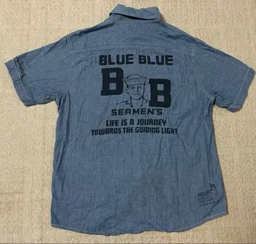 BLUE BLUE 반팔 셔츠 백 프린트 블루블루