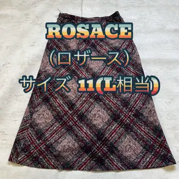 ROSACE 체크 무릎 기장 스커트 울