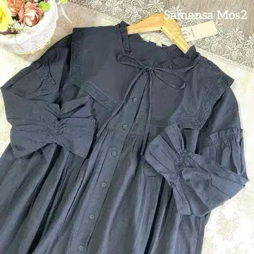 사만사 모스모스 새상품 세일러 카라 탈부착 블라우스 블랙