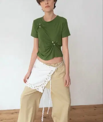 Stone Pinched Lyocel Tee / 그린