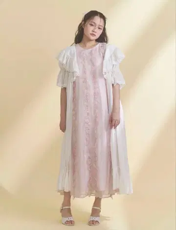 merry jenny airy frill 롱 원피스 핑크