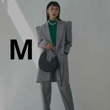AMERI 파워 숄더 롱 재킷 그레이 M