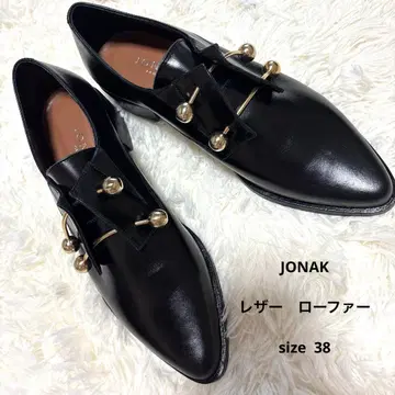 JONAK 블랙 가죽 로퍼 size 38 24.5