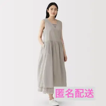 [ 새상품급 ] 무인양품 강연 시어 카슈쿨 원피스 베이지 XL