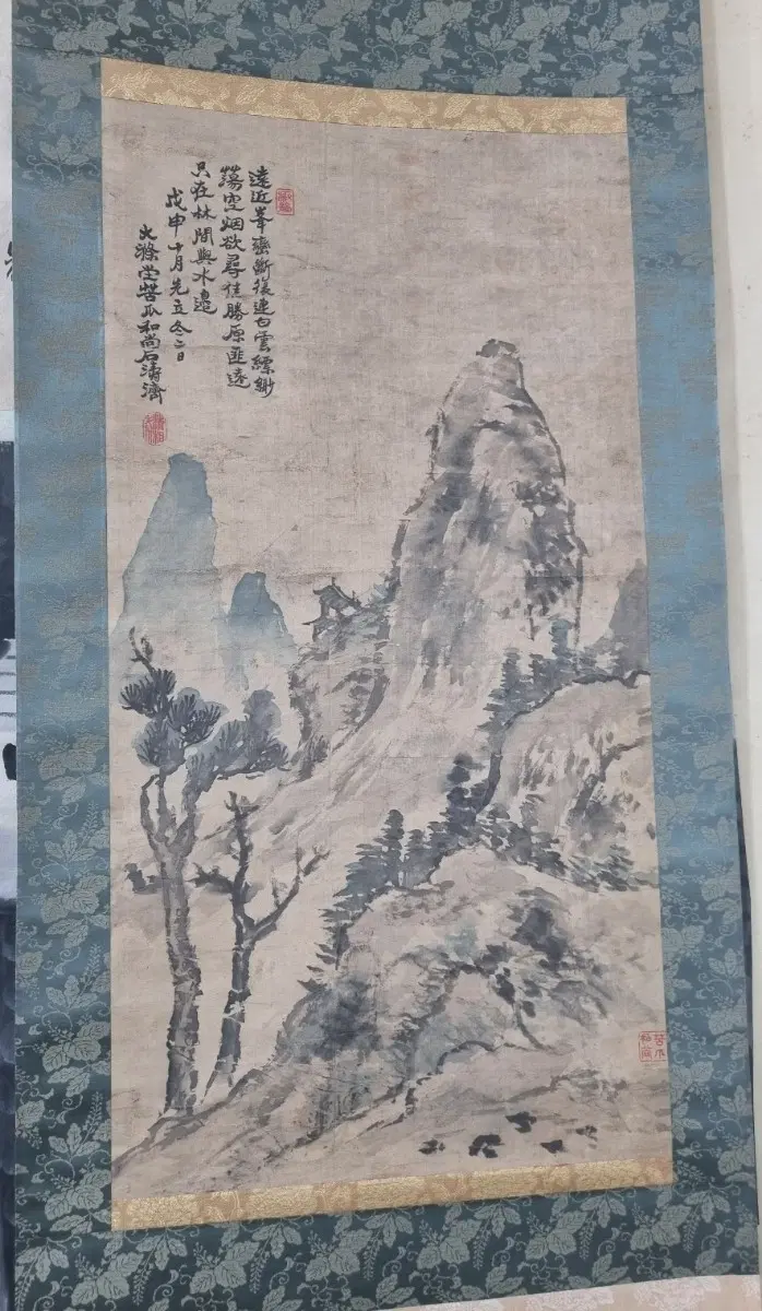 중국고화 산수화 바닥 장지