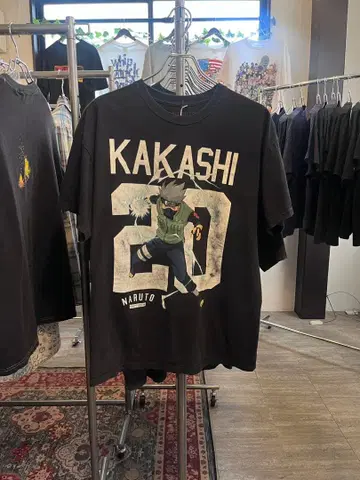 00s NARUTO 돌풍전 카카시 티셔츠 블랙 그래픽 L 사이즈