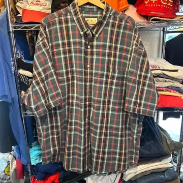 Eddie Bauer 체크 무늬 반팔 셔츠 버튼 다운 XXL