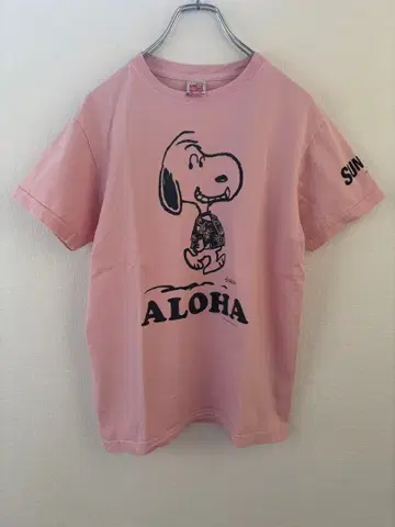 스누피 ALOHA sun surf T셔츠 핑크 USA제