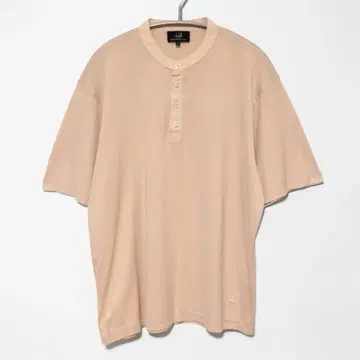 던힐 헨리넥 T셔츠 L 면 100% 자수 로고 핑크 베이지