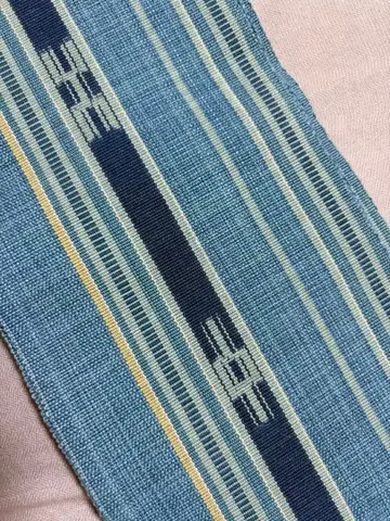 오키나와 전통 공예품 야에야마 민서 여름 오비 반폭 오비 시원한 남색 계열 364cm