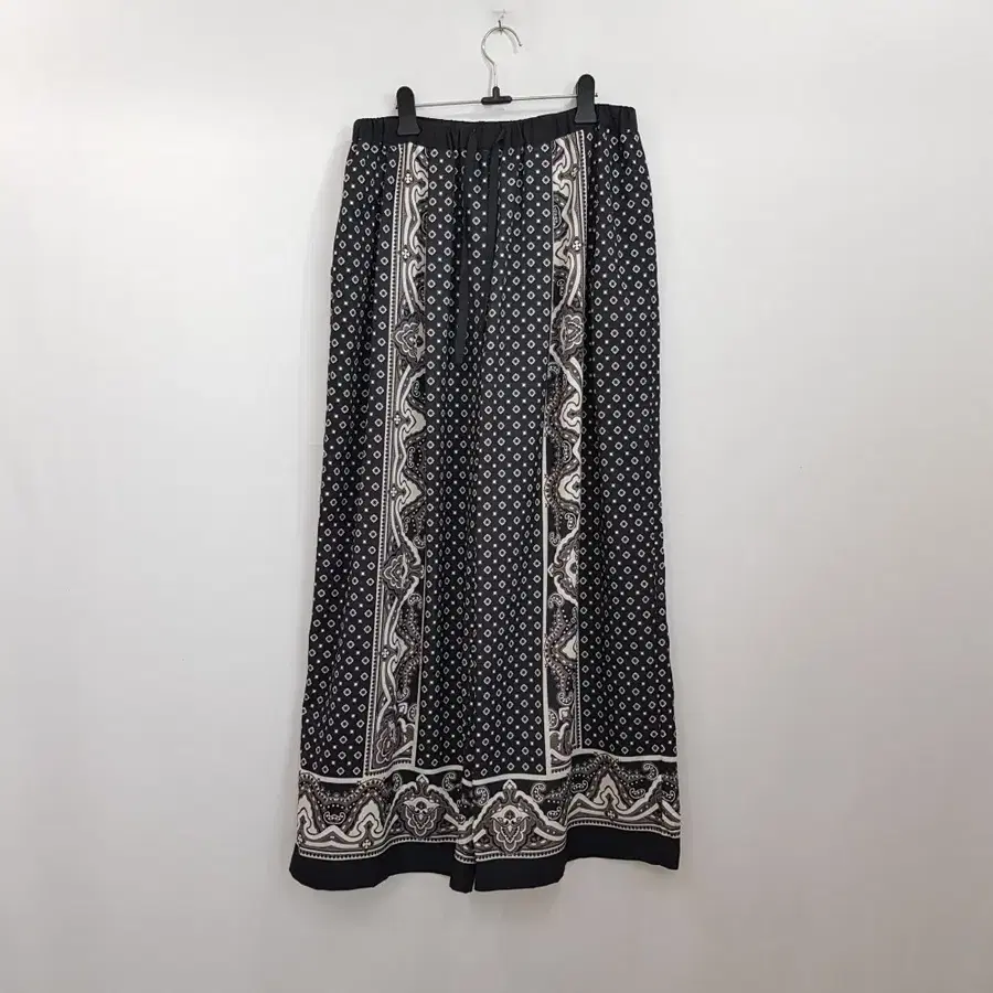 빈티지 패턴 밴딩 엔틱 휴양지룩 통 와이드 바지 여M R596