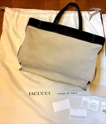 정말 멋진 IACUCCI 이아쿠치 토트백 캔버스 x 가죽 대용량