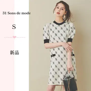 31 Sons de mode 모노그램 니트 원피스 S 반팔