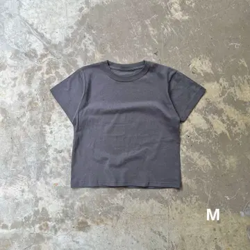 [짧은 기장] 컴팩트 티셔츠 숏 기장 차콜 그레이 M opium