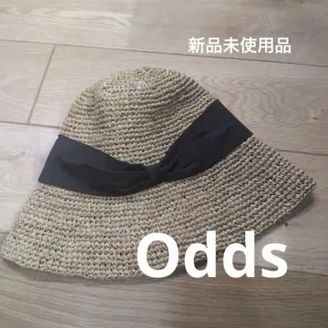 [ 새상품 ] ODDS 오즈 라피아햇 밀짚모자 블랙 리본 와이드 브림