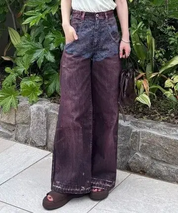 AmeriVINTAGE 페이크 데님 더블 웨이스트 팬츠