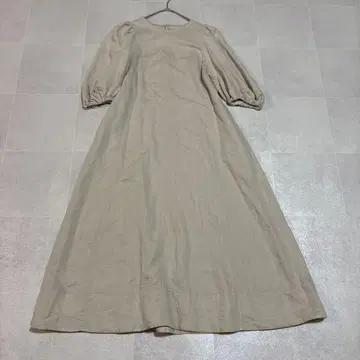 그린 라벨 릴랙싱 퍼프 슬리브 린넨 원피스 베이지