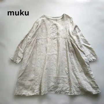 muku 무쿠 린넨 100% 튜닉 원피스 개더 루즈핏 F