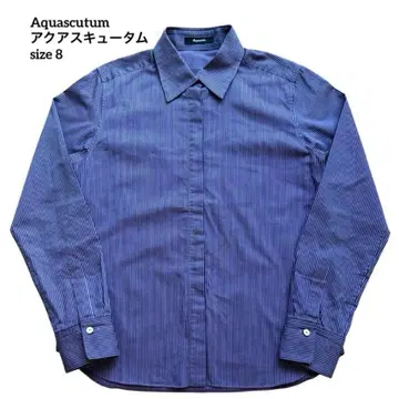 [새상품급] Aquascutum 아쿠아 스큐텀 스트라이프 패턴 긴팔 셔츠