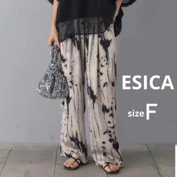 [ 미사용품 ] ESICA 타이다이 드로스트 팬츠 와이드 팬츠