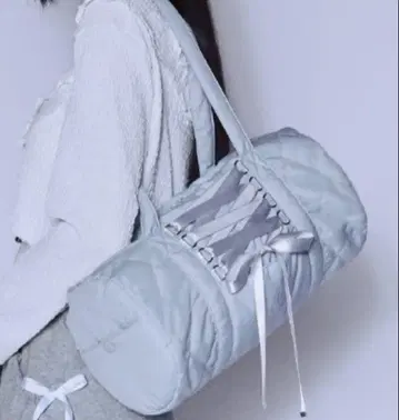 퀼팅 백 발레코어 한국 미색 스카이블루 그레이 리본