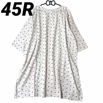 45R 롱 원피스 플라워 프린트 미니 꽃무늬 거즈 원단 와이드 실루엣