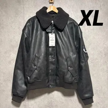 ZARA 인조 가죽 탈부착 넥 자켓 XL 브라운