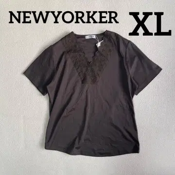 새상품 택 포함 NEWYORKER 반팔 레이스 블라우스 브라운 빅사이즈