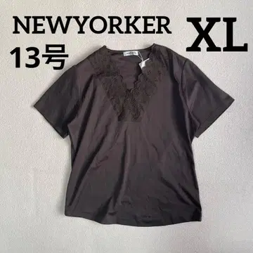 새상품 택 포함 NEWYORKER 반팔 레이스 블라우스 브라운 빅사이즈