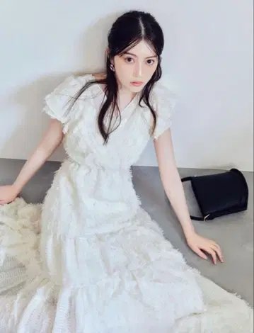 FRAY I.D 프린지 자카드 티어드 원피스 IVR 1