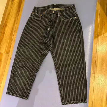 [ 새상품급 ] 코지마 진즈 워배시 스트라이프 크롭 팬츠 32 일본제