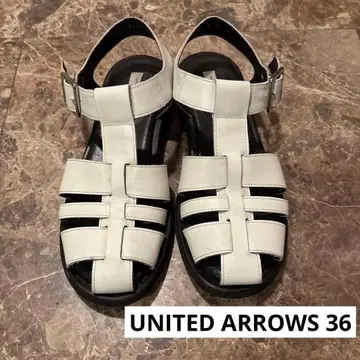 UNITED ARROWS 구르카 샌들 화이트 36 일본제 천연 가죽