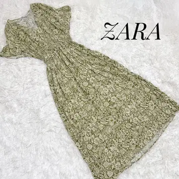 ZARA 꽃무늬 반팔 롱 원피스 레이온 그린