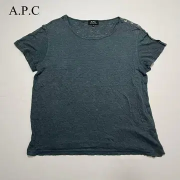 A.P.C 아페쎄 반팔 티셔츠 그린 린넨 어깨 버튼