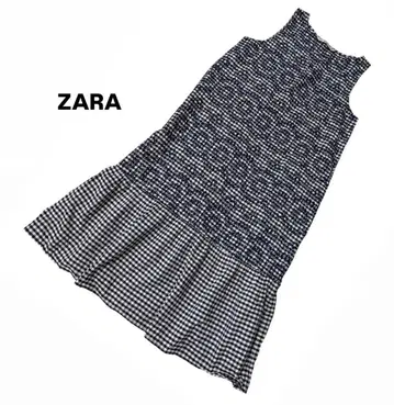 ZARA 원피스 M 체크 네이비 자수