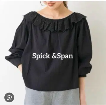 Spick & Span ] 새상품 레이스 옷깃 긴팔 블라우스 블랙 프리