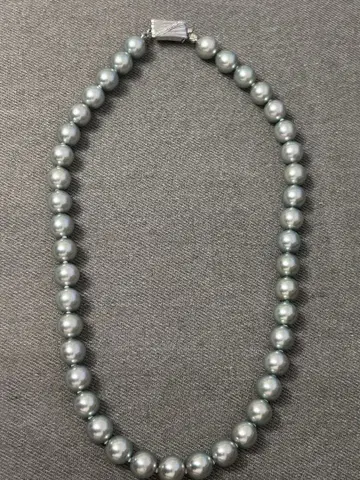 그레이 펄 목걸이 실버 클래스프 14K WG