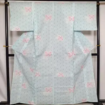 2900 여름 기모노 코몬 린넨 혼방 린넨 잎과 나비 기장; 160cm