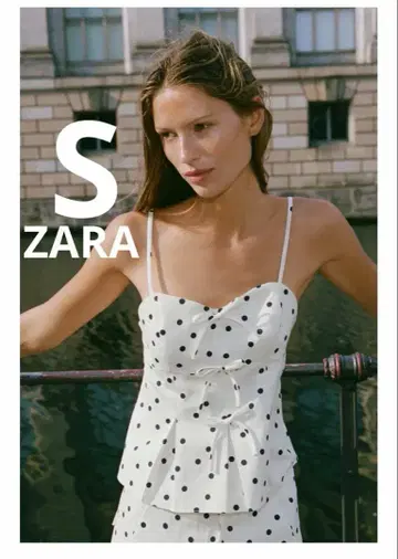 ZARA 도트 프린트 페플럼 상의 S