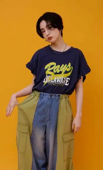 로데오 크라운 vintage 모듬 프릴 T셔츠 네이비