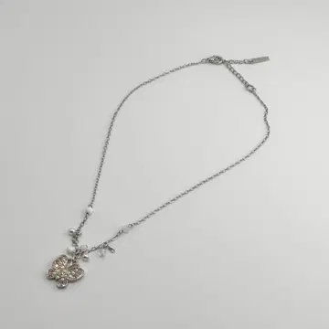 ANNA SUI 버터플라이 목걸이 큐빅 실버 펄
