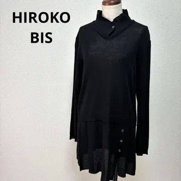 HIROKO BIS 하이넥 레이어드 스타일 니트 튜닉 블랙