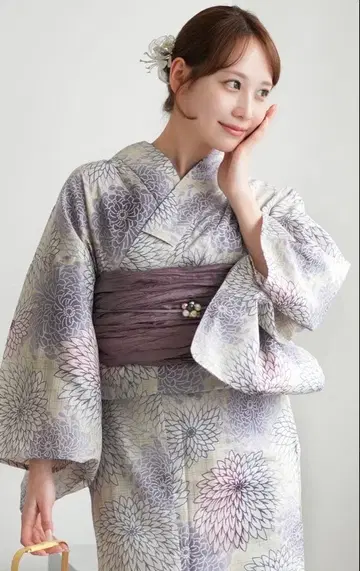 유카타 3종 세트 utatane 오리지널 디자인 일본 국내 염색 보라색