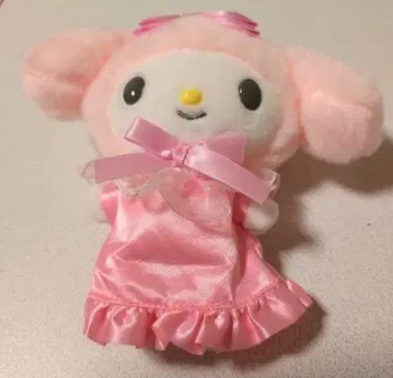 마이멜로디 봉제 인형 마스코트 핑크 드레스와 씰 덤 포함
