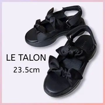 [ 컨디션 최상 ] LE TALON 루탈론 샌들 통굽 리본 블랙 23.5