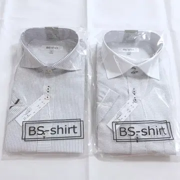 BS-shirt 와이셔츠 2장 세트 슬림 스트라이프 도트 L